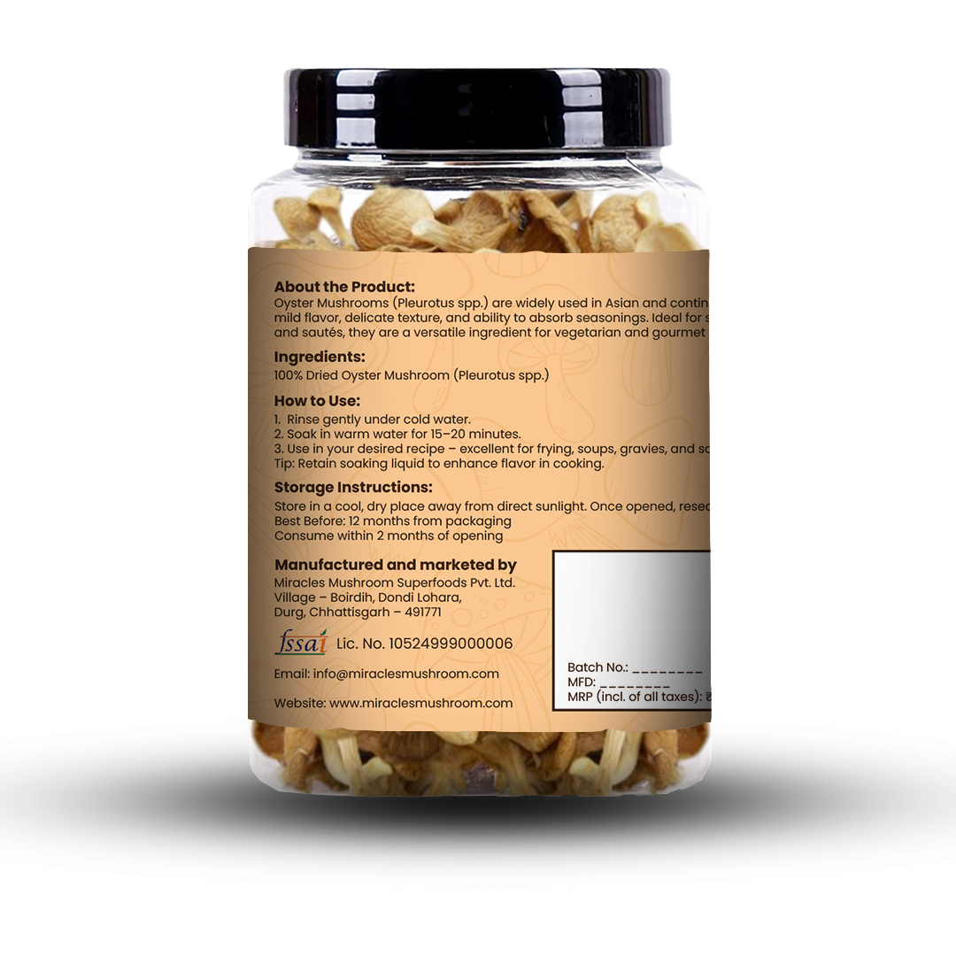Miracles Mushroom's Dried Oyster Mushrooms 100g